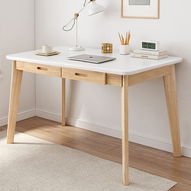 IOTXY Solid Wood Writing Desk - Home Office Workbench Desk with Drawer, Laptop Computer Work Study Table