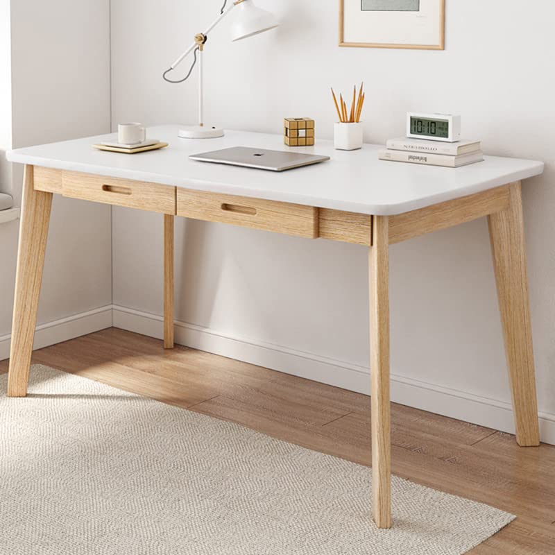 IOTXY Solid Wood Writing Desk - Home Office Workbench Desk with Drawer, Laptop Computer Work Study Table