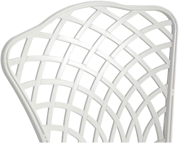 Elountik 3-Piece Bistro Set with White Cushions - Rustproof Cast Aluminum Patio Furniture: 2 Chairs & 1 Round Table for Outdoor, Garden, Balcony