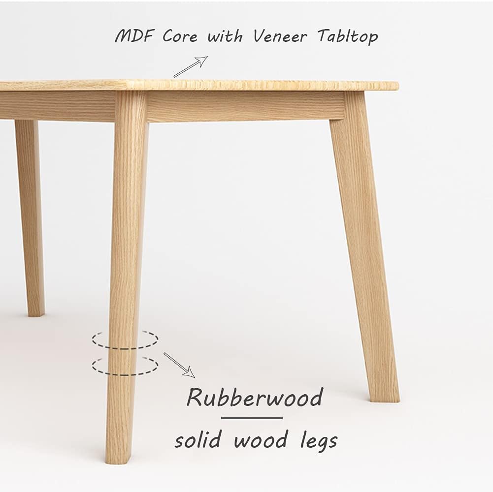 IOTXY Simple Wooden Writing Desk - Modern Minimalist Style PC Laptop Computer Workbench with Solid Wood Legs, 55" W Home Office Work Table for TV Stand Music Video Live Broadcast Workstation, Walnut