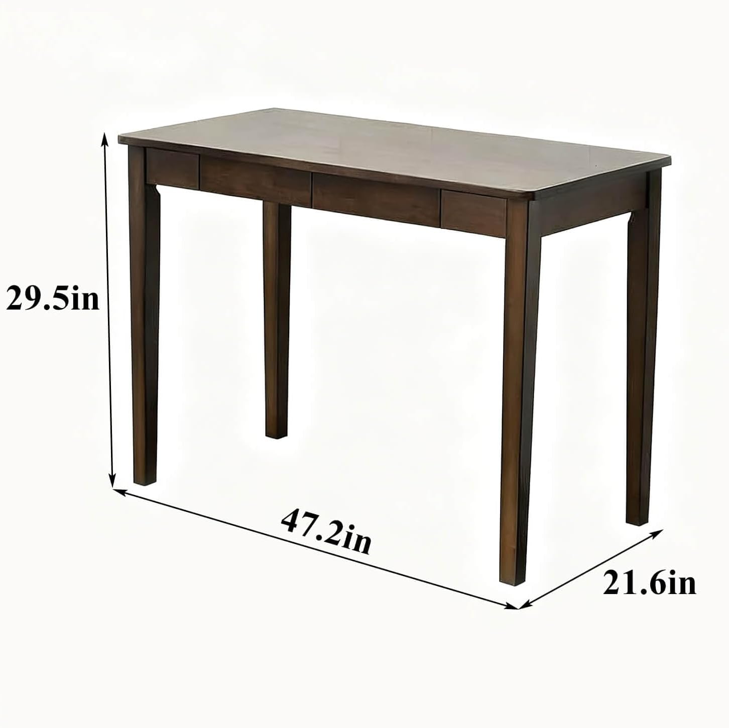 Solid Wood Desk,47" Solid Wood Writing Desk with Drawers,Oak Mid Century Modern Small Computer for Small Spaces Home Office
