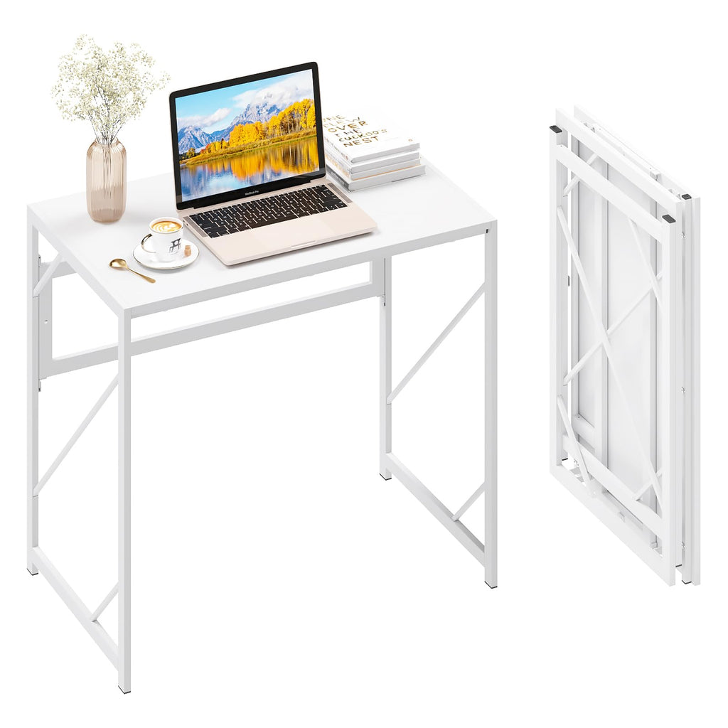 Elephance Folding Desk Writing Computer Desk for Home Office, No-Assembly Study Office Desk Foldable Table for Small Spaces