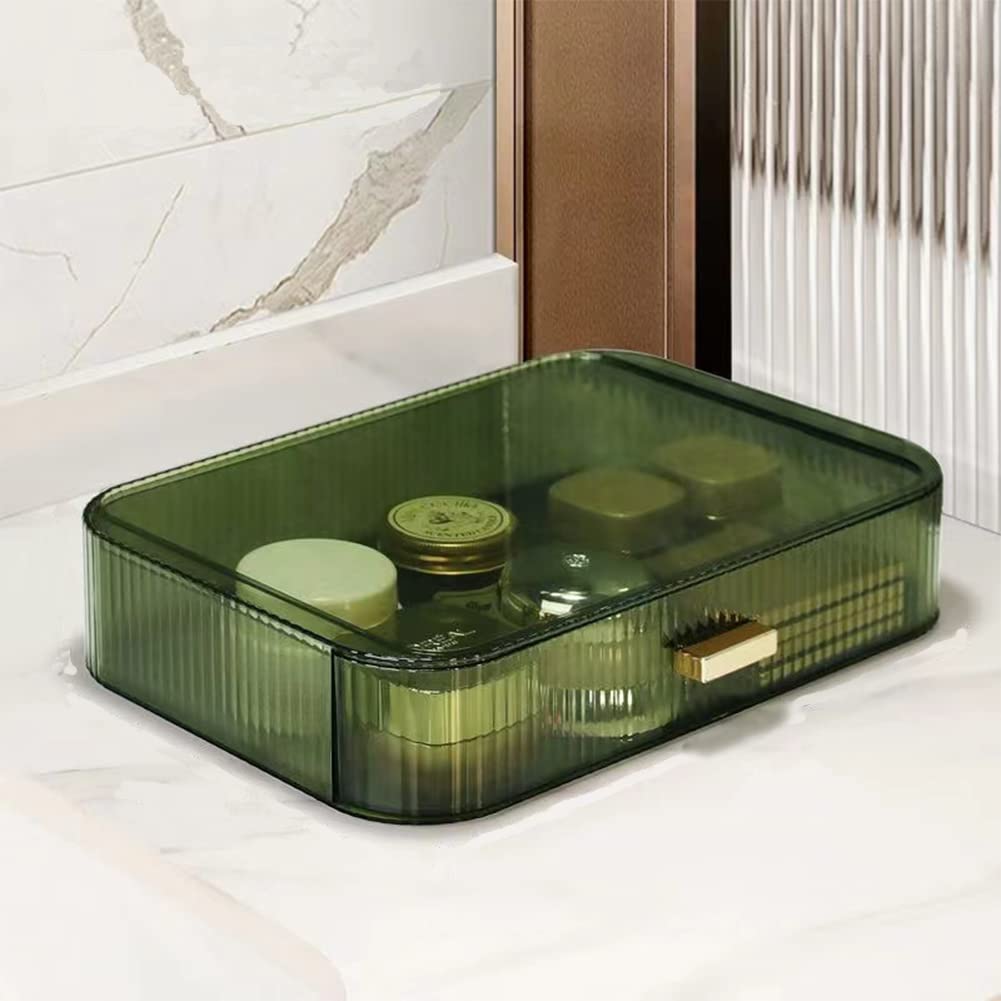 Makeup Organizer with Stackable Drawers, Bathroom Vanity Organizers and Storage, Ideal for Desk and Dresser Countertops, Great for Cosmetics, Skincare, Lipsticks, Nail Care - Green