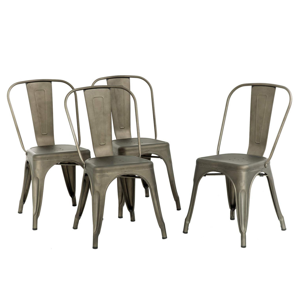 FDW Dining Chairs Set of 4 - Indoor/Outdoor, Metal, 18 Inch Seat Height, 330LBS Weight Capacity, Stackable, Restaurant & Bar Chairs