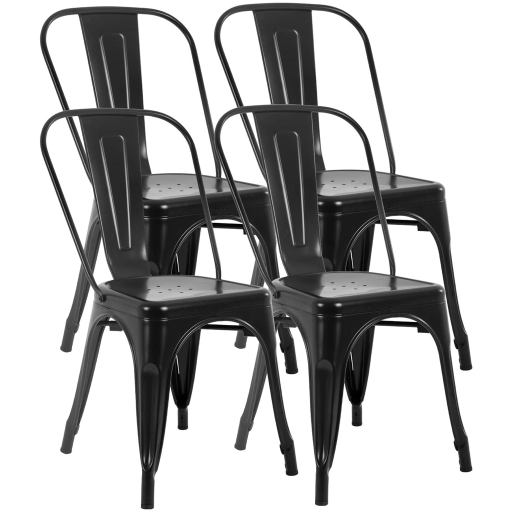 FDW Dining Chairs Set of 4 - Indoor/Outdoor, Metal, 18 Inch Seat Height, 330LBS Weight Capacity, Stackable, Restaurant & Bar Chairs