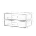 Clear Stackable Makeup Organizer with Drawer, 12''W Acrylic Storage Drawers, Cosmetic Display Case for Vanity Bathroom Countertop, Beauty Holder for Lipstick Brush Skincare Perfume