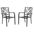 Incbruce 300lbs Patio Chairs Set of 2 Outdoor Dining Chairs, Metal Frame Stackable Patio Dining Chairs, Wrought Iron Black Outdoor Chairs with Armrest for Garden, Poolside, Backyard