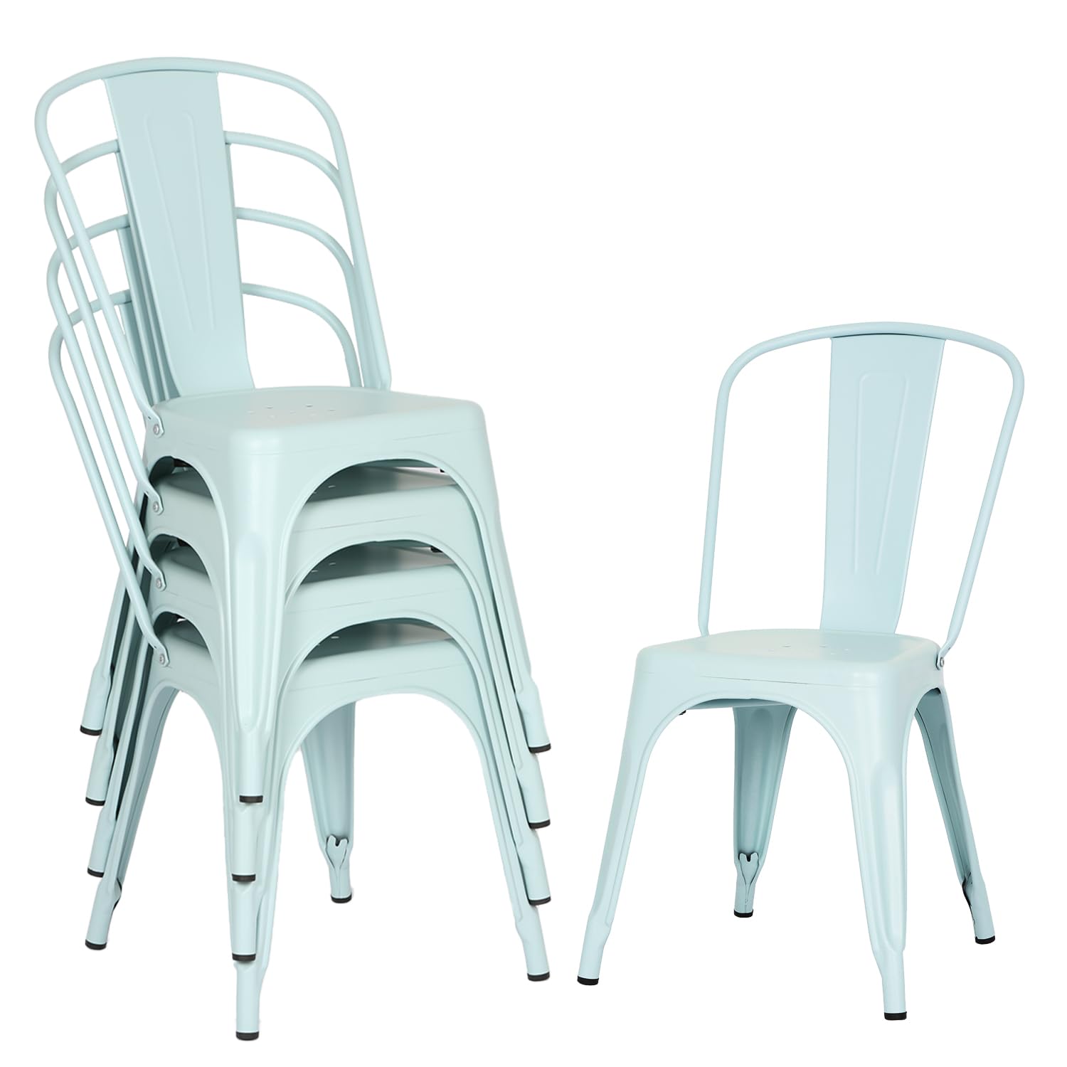 FDW Dining Chairs Set of 4 - Indoor/Outdoor, Metal, 18 Inch Seat Height, 330LBS Weight Capacity, Stackable, Restaurant & Bar Chairs