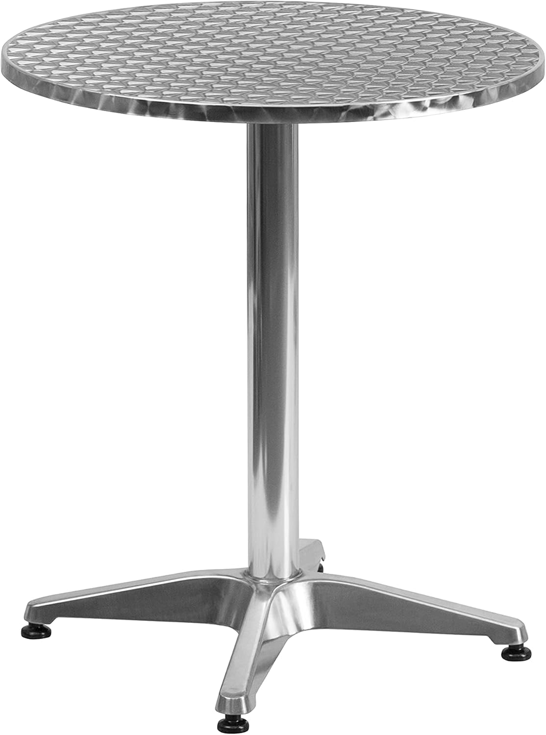 EMMA + OLIVER 23.5" Round Aluminum Table Set with 2 Slat Back Chairs