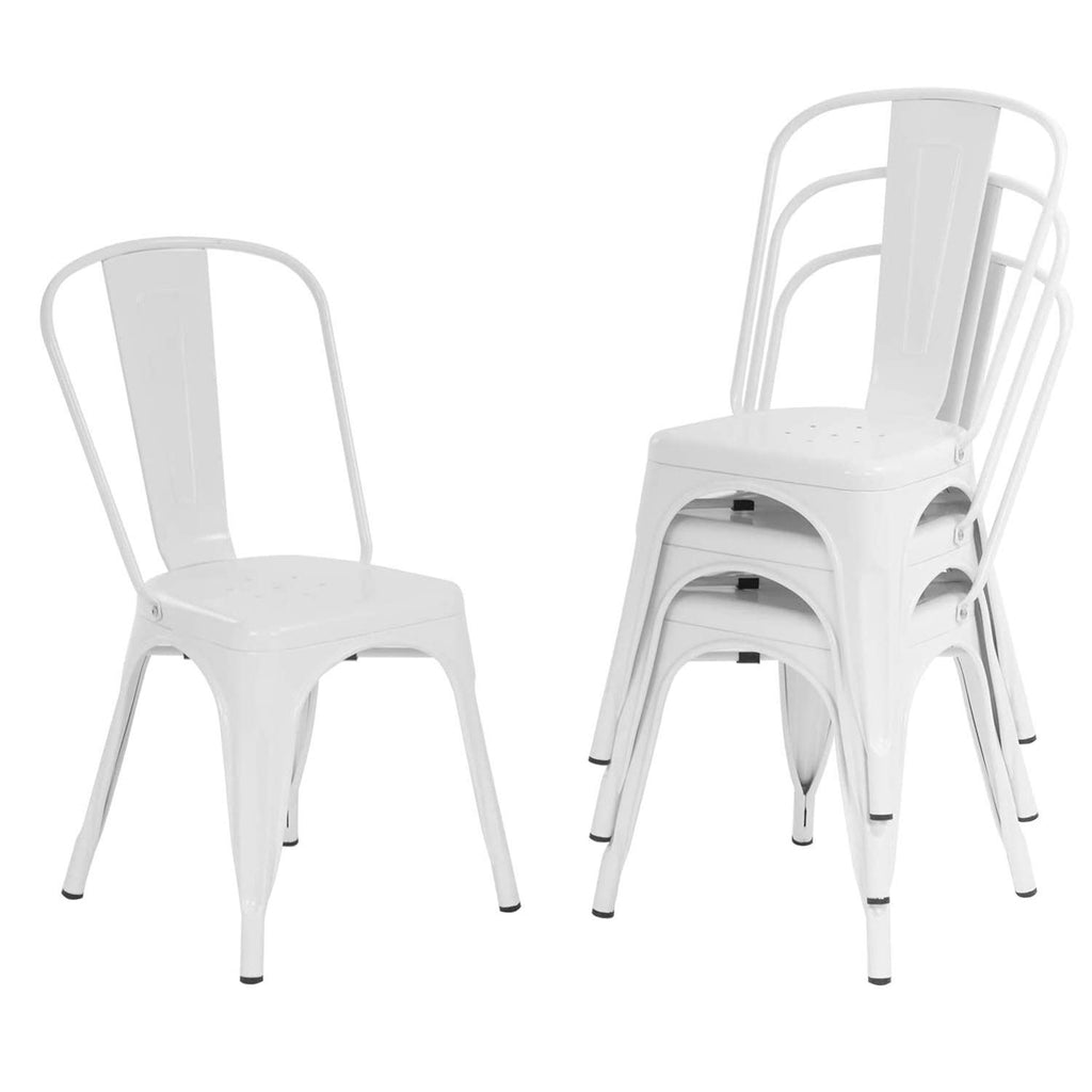 FDW Dining Chairs Set of 4 - Indoor/Outdoor, Metal, 18 Inch Seat Height, 330LBS Weight Capacity, Stackable, Restaurant & Bar Chairs