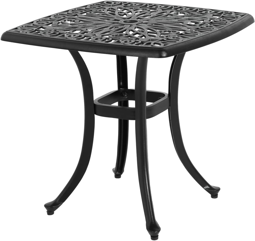 Black 3-Piece Rustproof Cast Aluminum Patio Bistro Set with Round Table & 2 Chairs