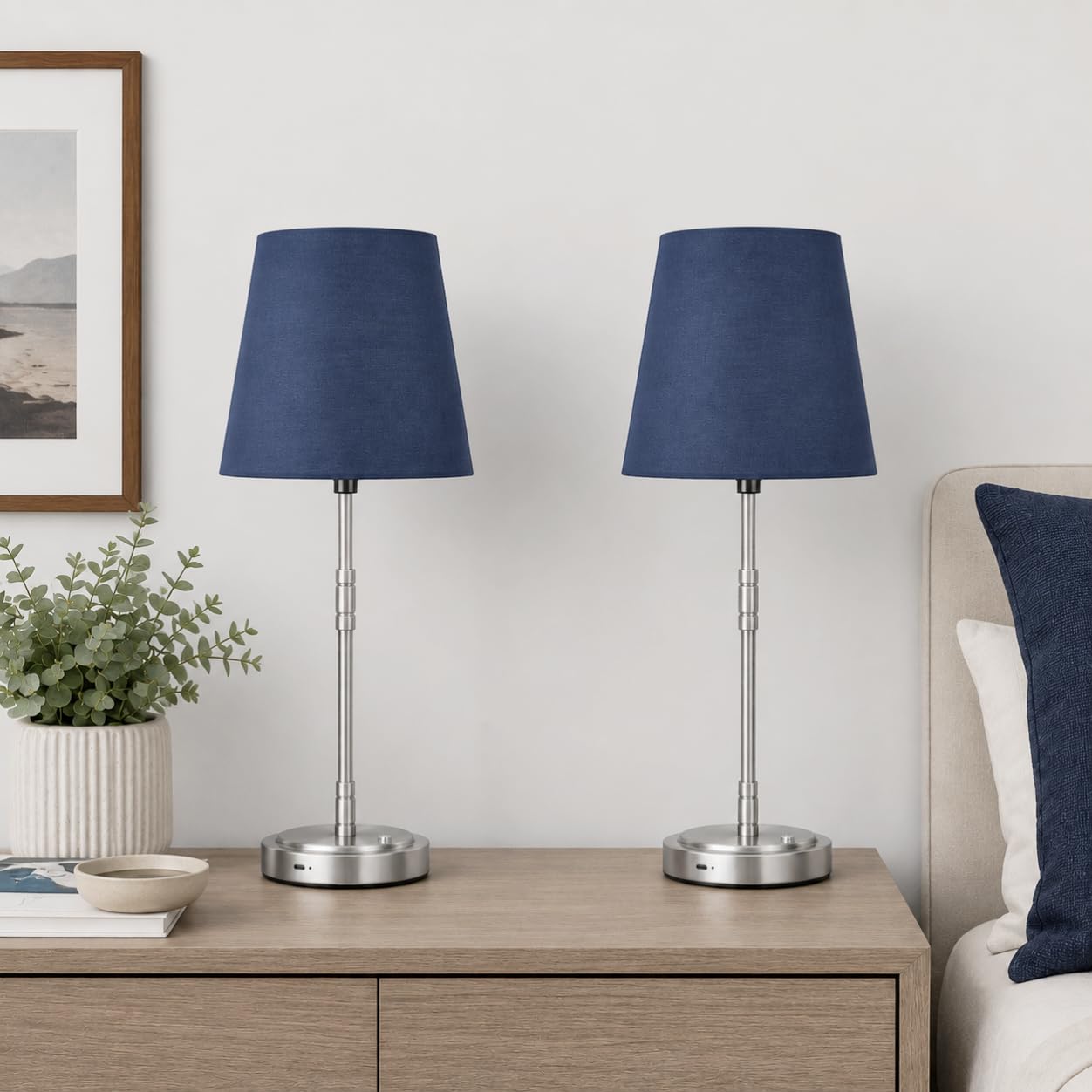 Cordless Table Lamps Set of 2 – Battery Operated Lamp with 7500mAh Rechargeable Battery, Stepless Dimmable Vintage Brushed Gold Desk Wireless Lamps for Dining Room, Nightstand & Patio (Bulbs Included)