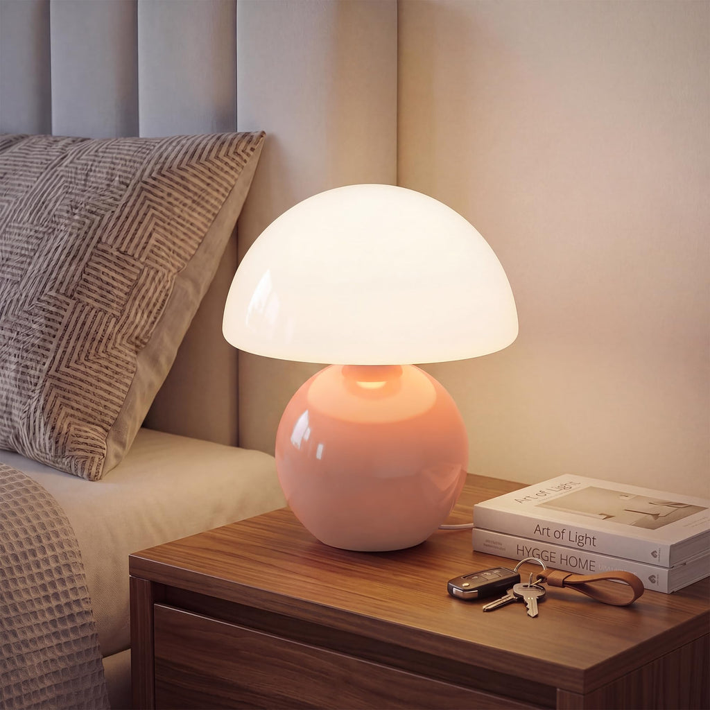 Orange Cute Mini Mid Century Mushroom Table Lamp for Bedroom & Living Room Decor