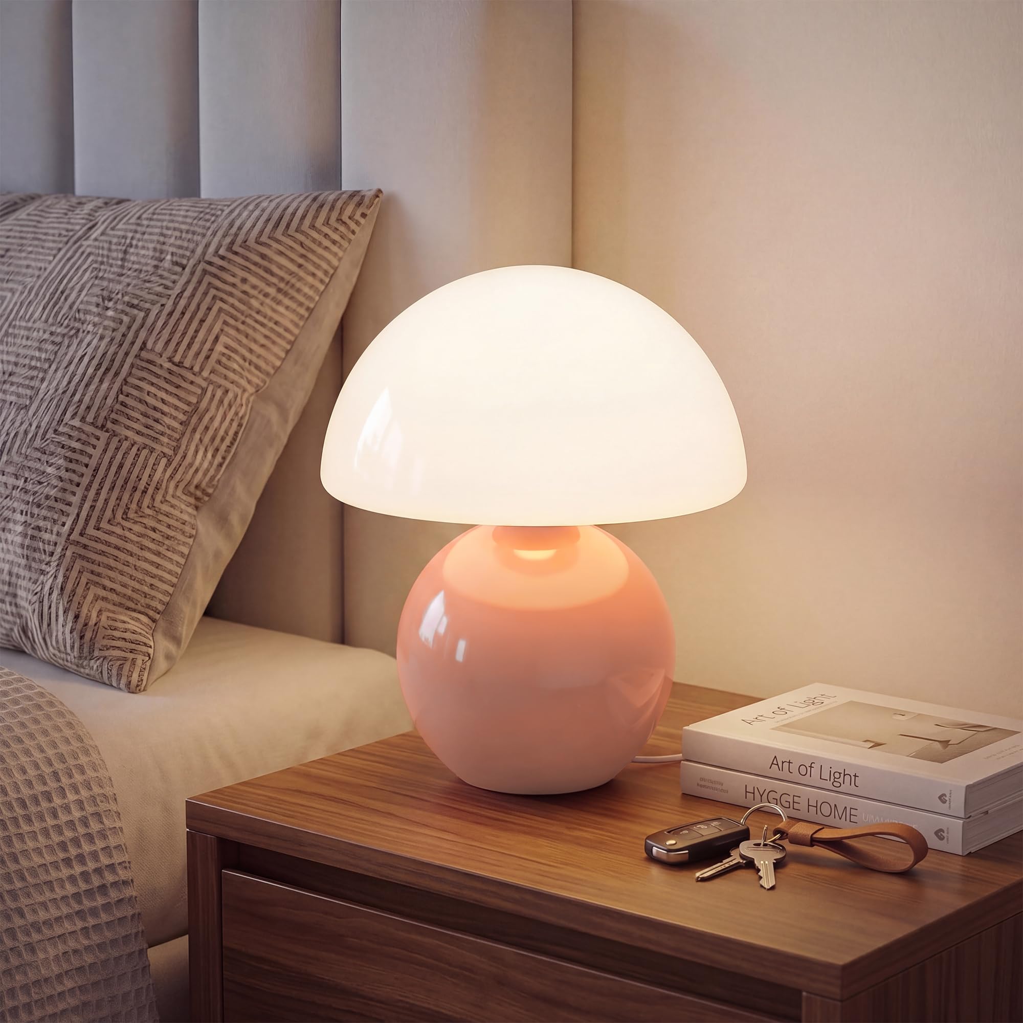 Orange Cute Mini Mid Century Mushroom Table Lamp for Bedroom & Living Room Decor