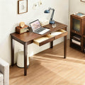 Solid Wood Desk,47" Solid Wood Writing Desk with Drawers,Oak Mid Century Modern Small Computer for Small Spaces Home Office