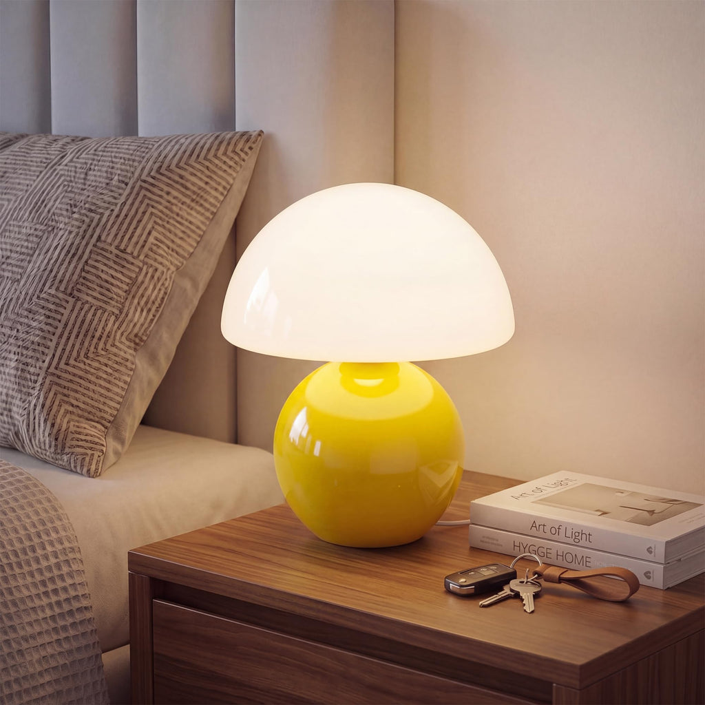 Orange Cute Mini Mid Century Mushroom Table Lamp for Bedroom & Living Room Decor