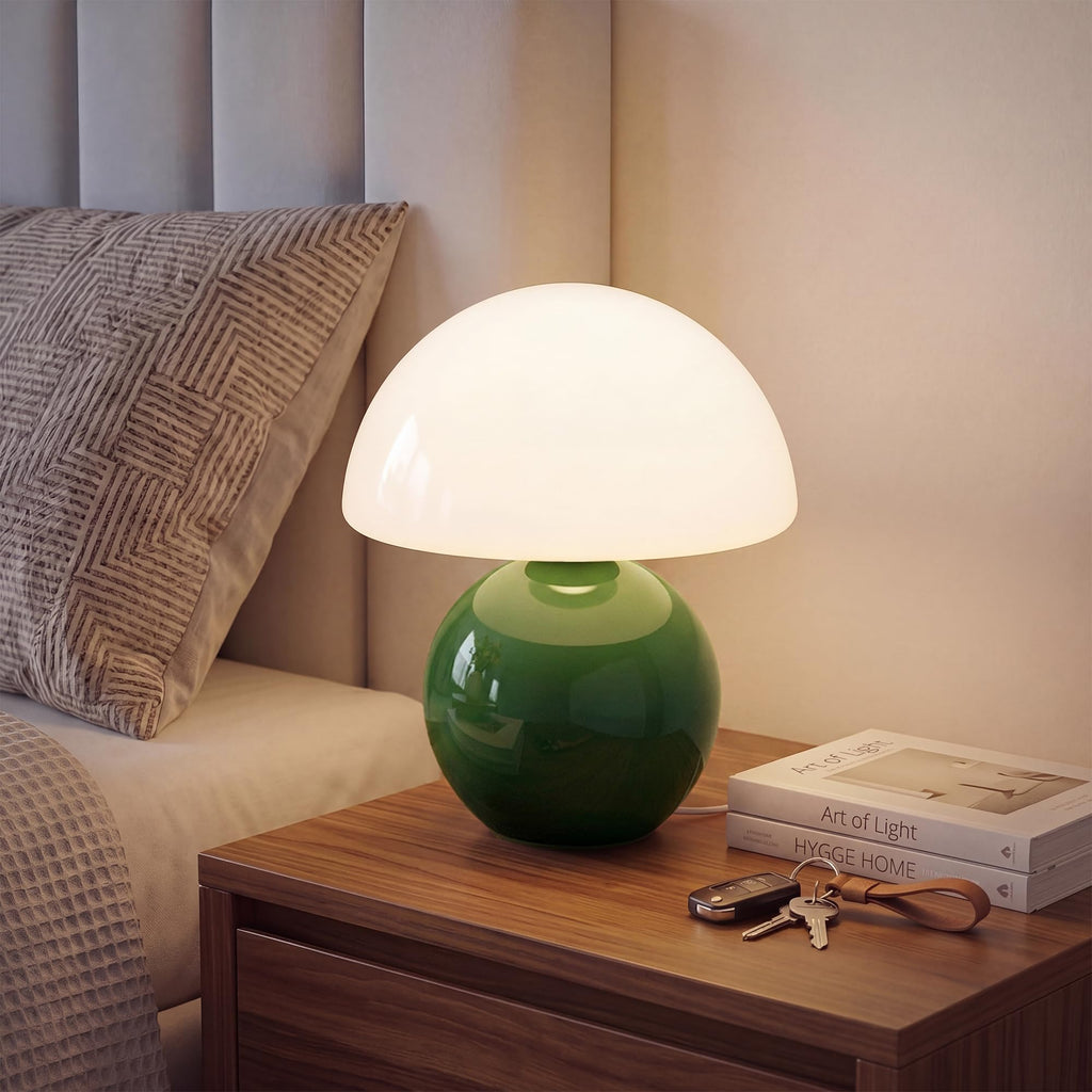 Orange Cute Mini Mid Century Mushroom Table Lamp for Bedroom & Living Room Decor