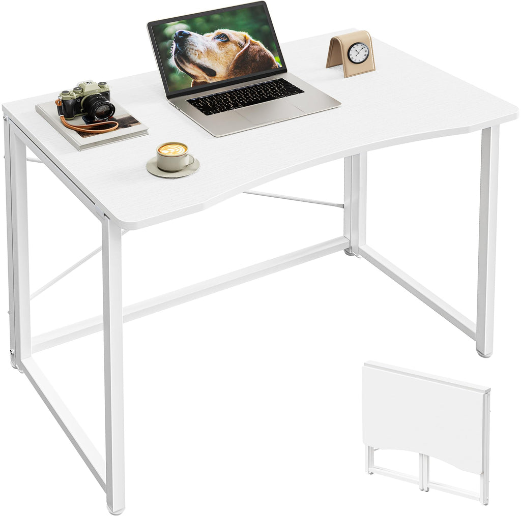 Huuger Folding Desk for Small Spaces, 31.5 Inch Foldable Computer Table, for Home Office, Study, Bedroom, Dorm, Space Saving, Small Writing Work Office Computer Desk, Easy to Fold, Rustic Brown