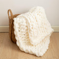 Chunky Knit Blanket Throw 51"×63" Knitted Throw Blankets for Couch Bed Fluffy Soft Blanket with Jumbo Chenille Yarn Thick 100% Handmade(Pink)