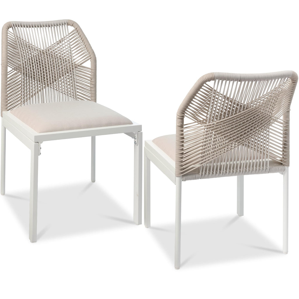 Best Choice Products Set of 2 Indoor/Outdoor Modern Dining Kitchen Chairs, All-Weather Rope Woven Design, Padded Cushions, Aluminum Frame for Dining Room, Living Room - Gray/Meteor
