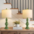 Set of 2 Rustic Farmhouse Linen Table Lamps for Bedroom & Living Room Decor