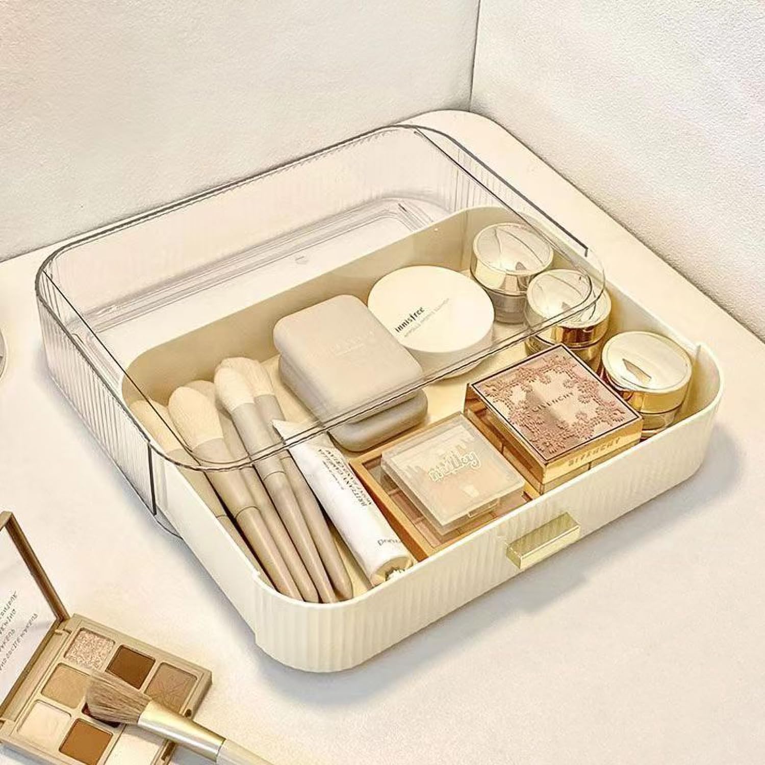 Makeup Organizer with Stackable Drawers, Bathroom Vanity Organizers and Storage, Ideal for Desk and Dresser Countertops, Great for Cosmetics, Skincare, Lipsticks, Nail Care - Green