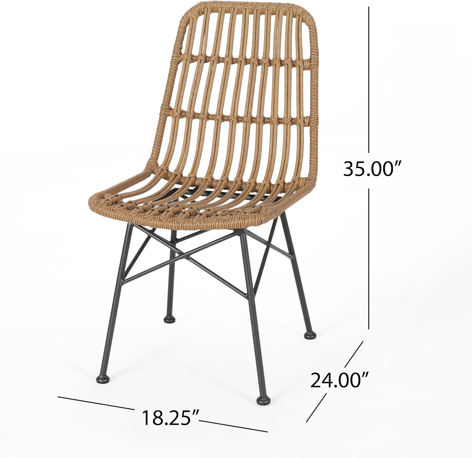 Merax Patio Dining Chairs Set of 2, Outdoor Rattan Dining Chairs for Garden, Poolside, Backyard, Balcony,Light Brown