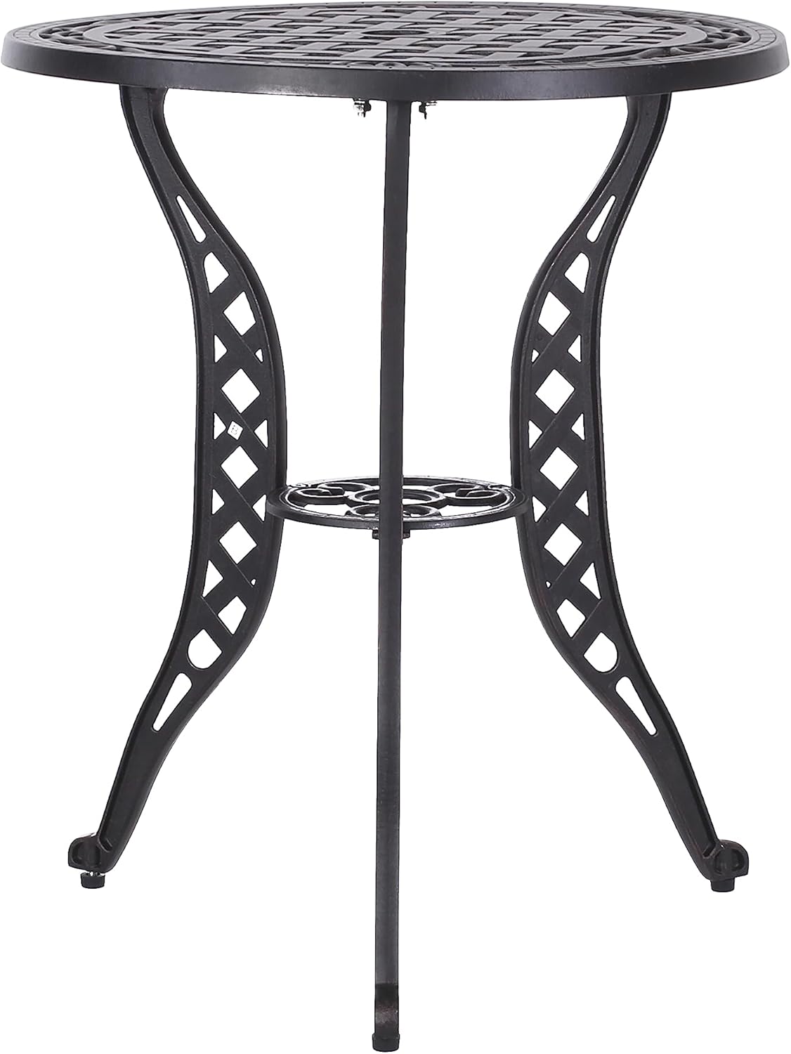 Outdoor Bistro Set Cast Aluminum - Traditional Garden Patio Furniture for Cafe Outdoor Dining - Black Round Table & Chairs Commercial Use