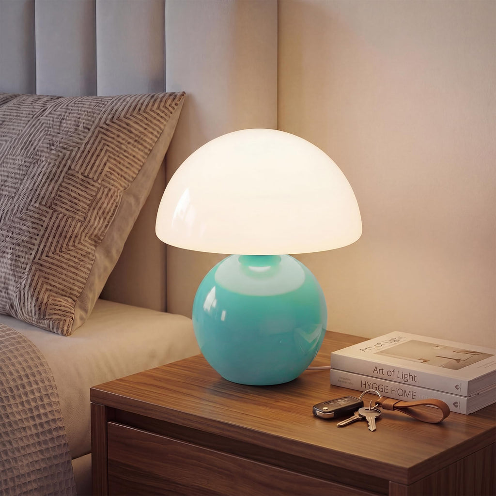 Orange Cute Mini Mid Century Mushroom Table Lamp for Bedroom & Living Room Decor