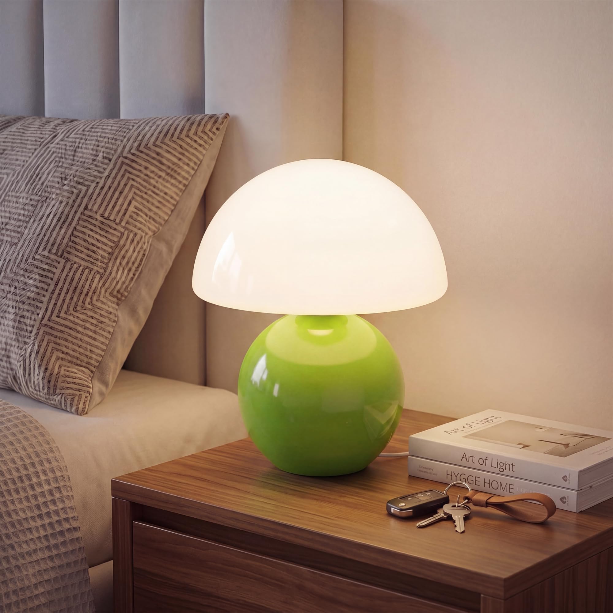 Orange Cute Mini Mid Century Mushroom Table Lamp for Bedroom & Living Room Decor
