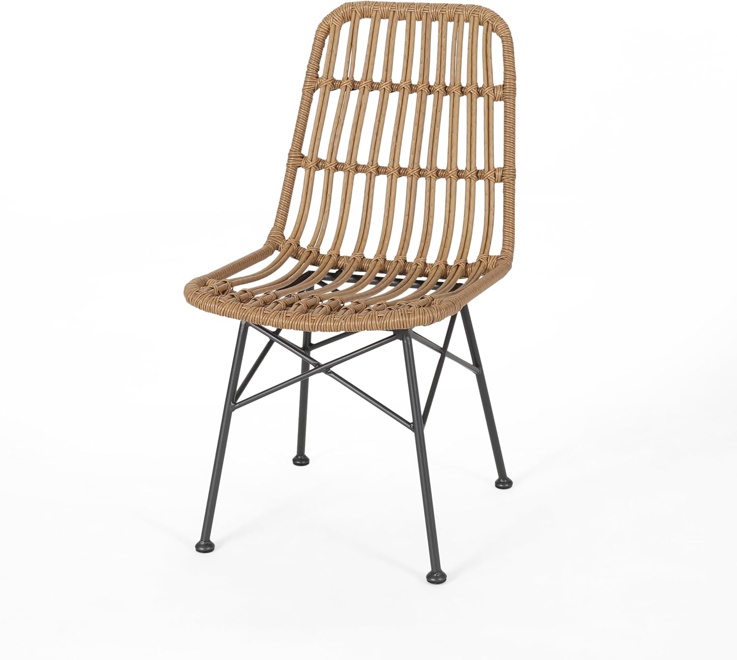 Merax Patio Dining Chairs Set of 2, Outdoor Rattan Dining Chairs for Garden, Poolside, Backyard, Balcony,Light Brown