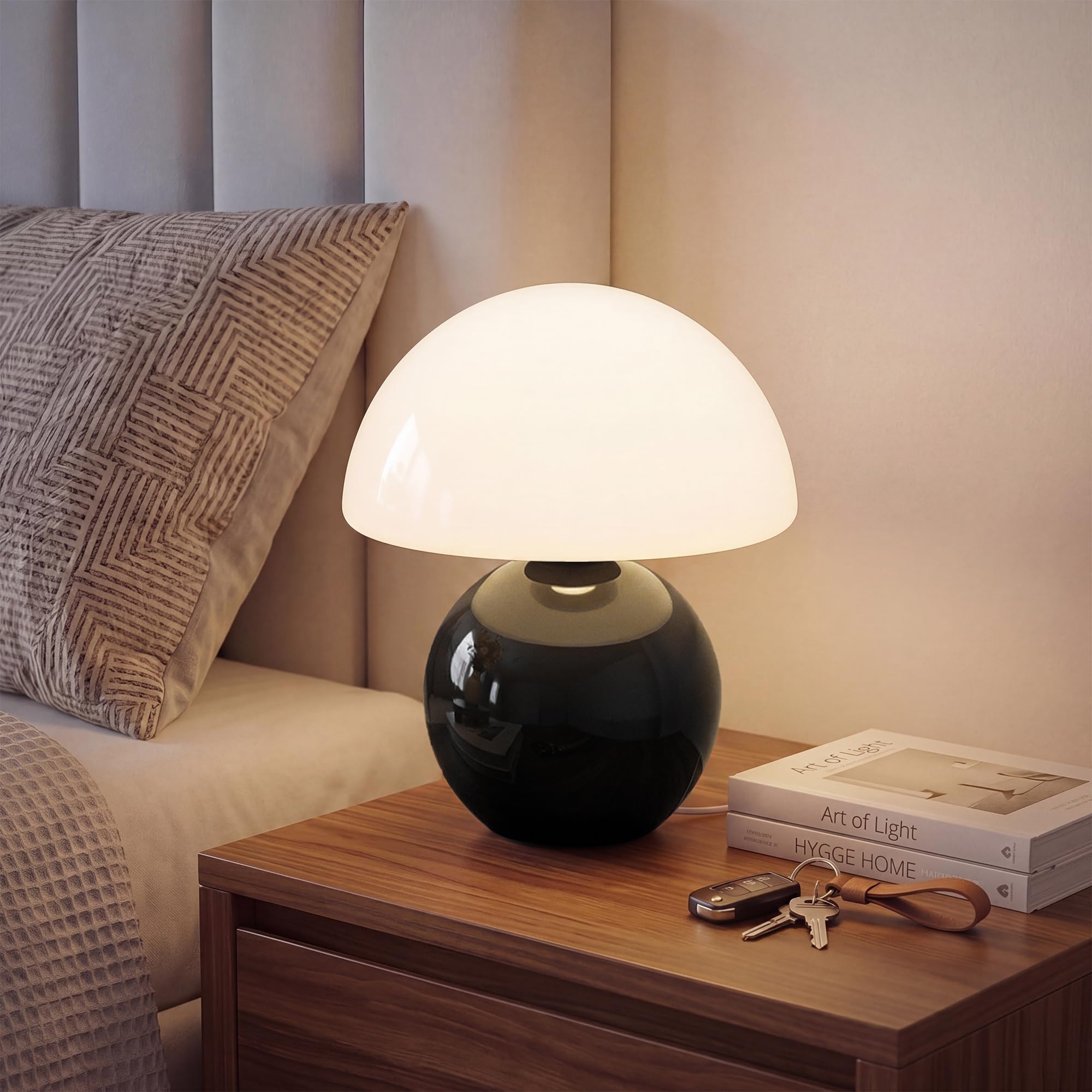 Orange Cute Mini Mid Century Mushroom Table Lamp for Bedroom & Living Room Decor