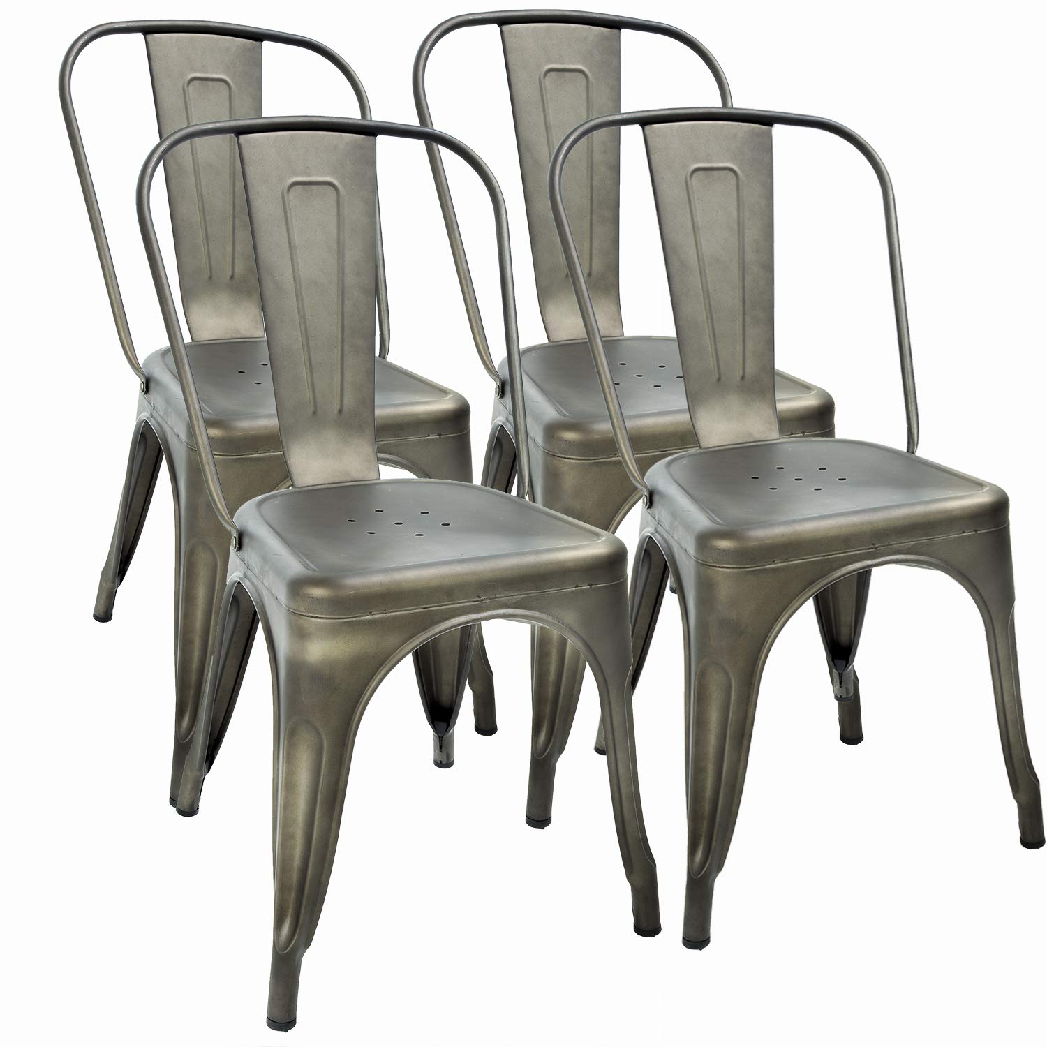 FDW Dining Chairs Set of 4 - Indoor/Outdoor, Metal, 18 Inch Seat Height, 330LBS Weight Capacity, Stackable, Restaurant & Bar Chairs