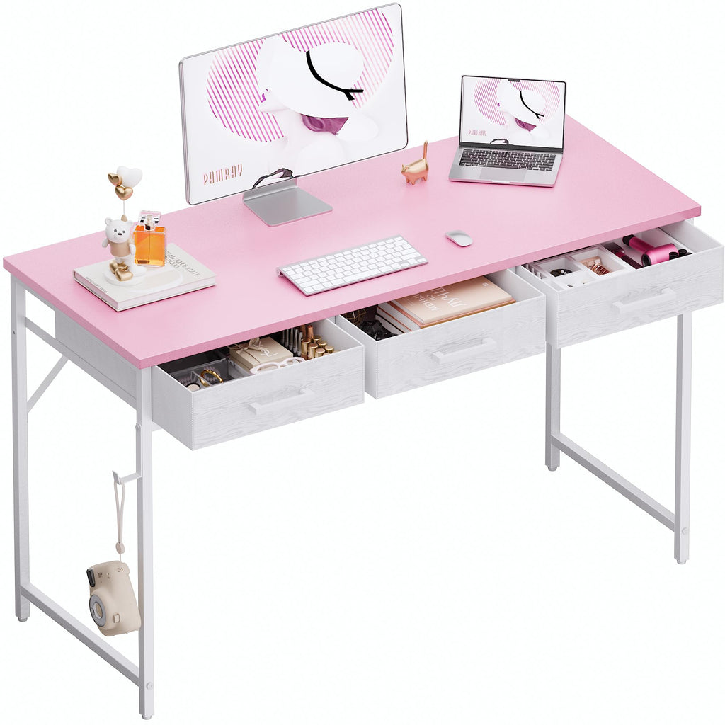 Pamray 32 Inch Small Computer Desk with 2 Drawers for Bedroom Study Writing Home Office Table for Small Spaces Black