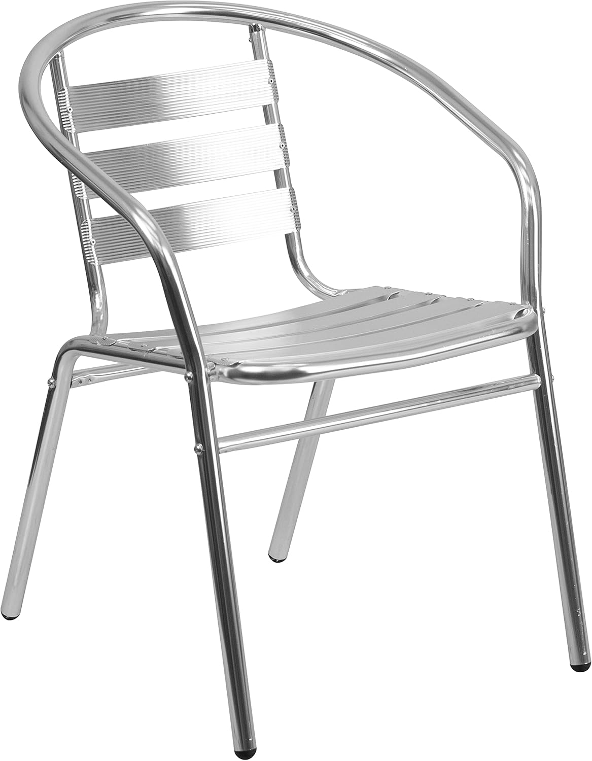EMMA + OLIVER 23.5" Round Aluminum Table Set with 2 Slat Back Chairs