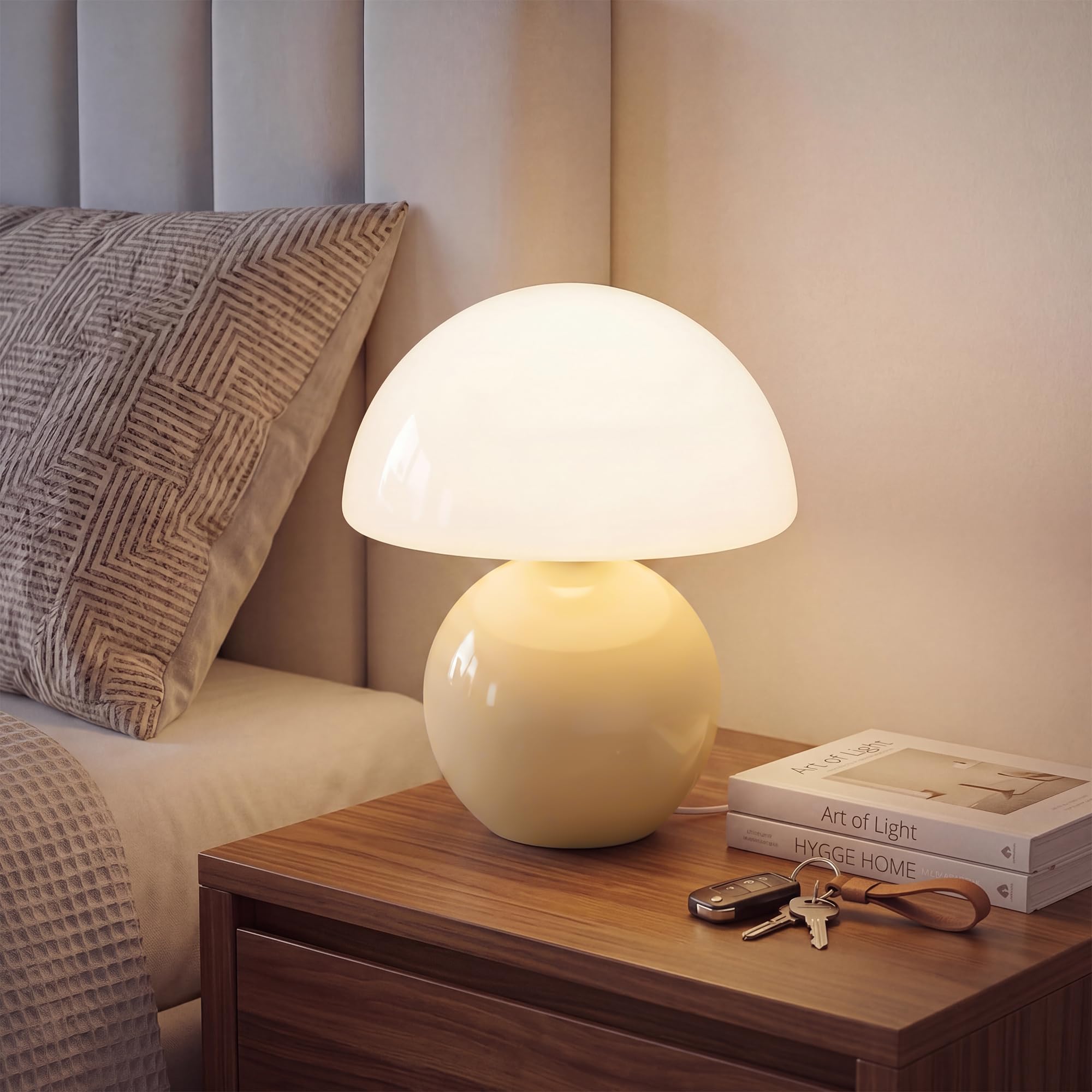 Orange Cute Mini Mid Century Mushroom Table Lamp for Bedroom & Living Room Decor