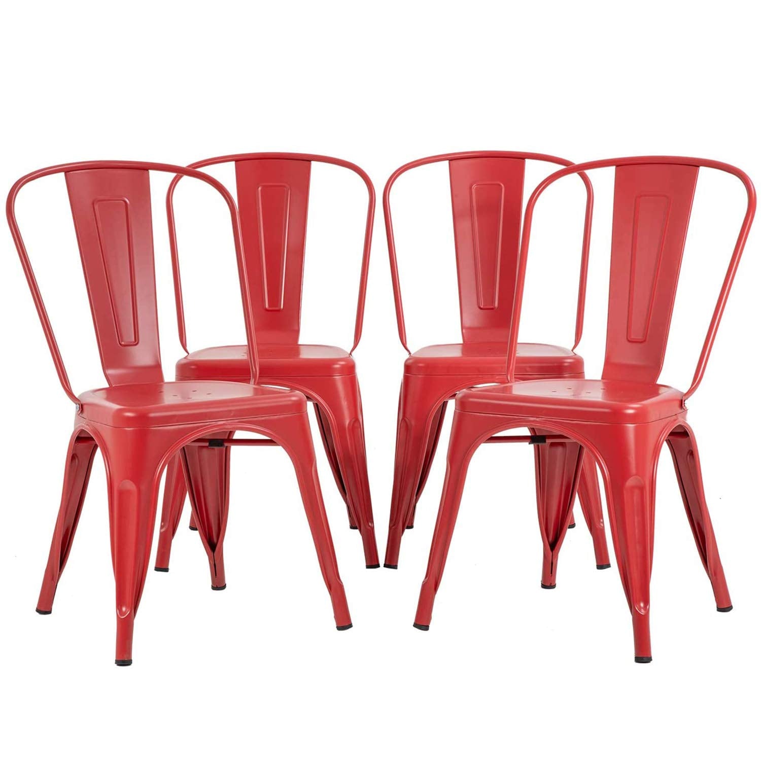 FDW Dining Chairs Set of 4 - Indoor/Outdoor, Metal, 18 Inch Seat Height, 330LBS Weight Capacity, Stackable, Restaurant & Bar Chairs