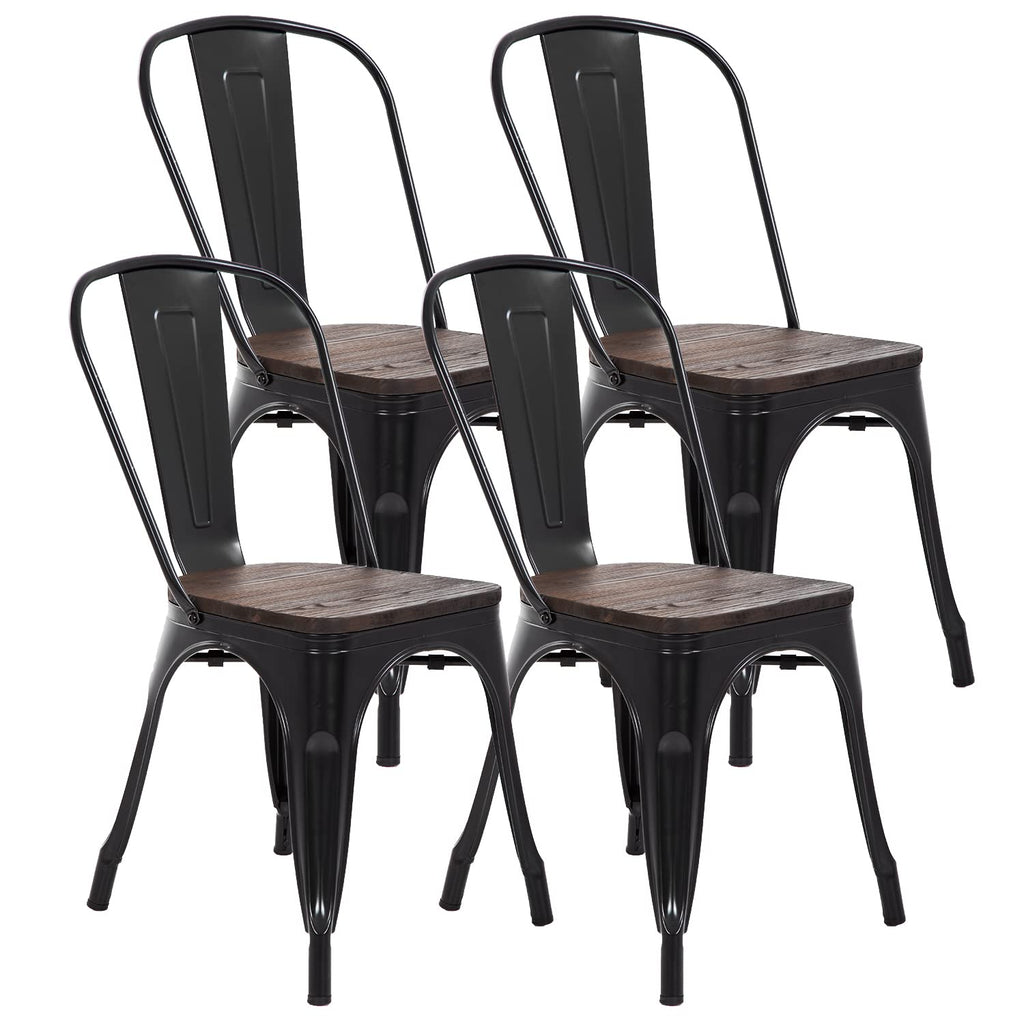 FDW Dining Chairs Set of 4 - Indoor/Outdoor, Metal, 18 Inch Seat Height, 330LBS Weight Capacity, Stackable, Restaurant & Bar Chairs