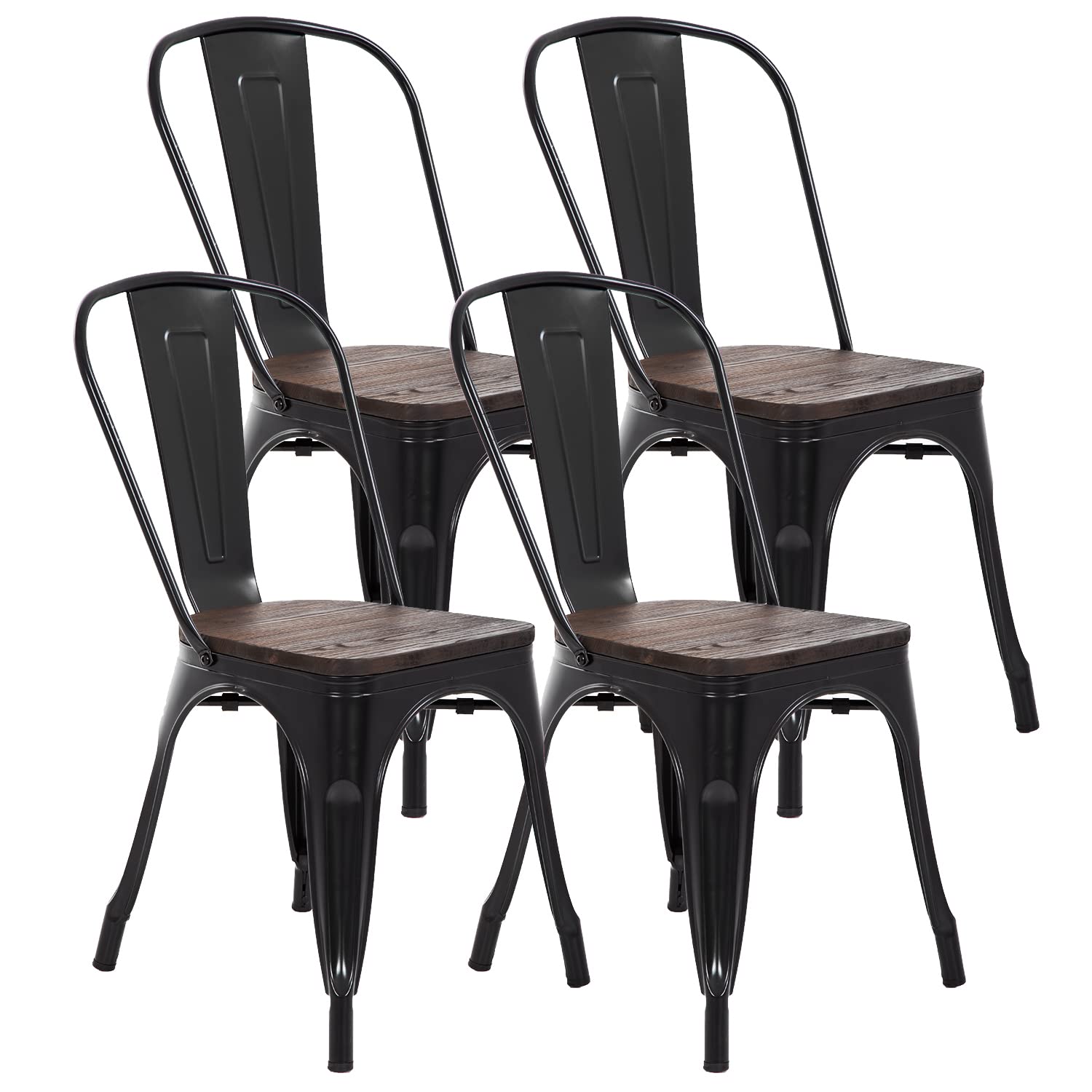 FDW Dining Chairs Set of 4 - Indoor/Outdoor, Metal, 18 Inch Seat Height, 330LBS Weight Capacity, Stackable, Restaurant & Bar Chairs