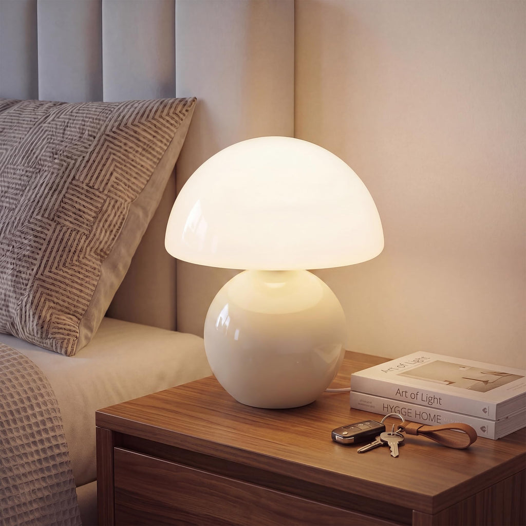 Orange Cute Mini Mid Century Mushroom Table Lamp for Bedroom & Living Room Decor
