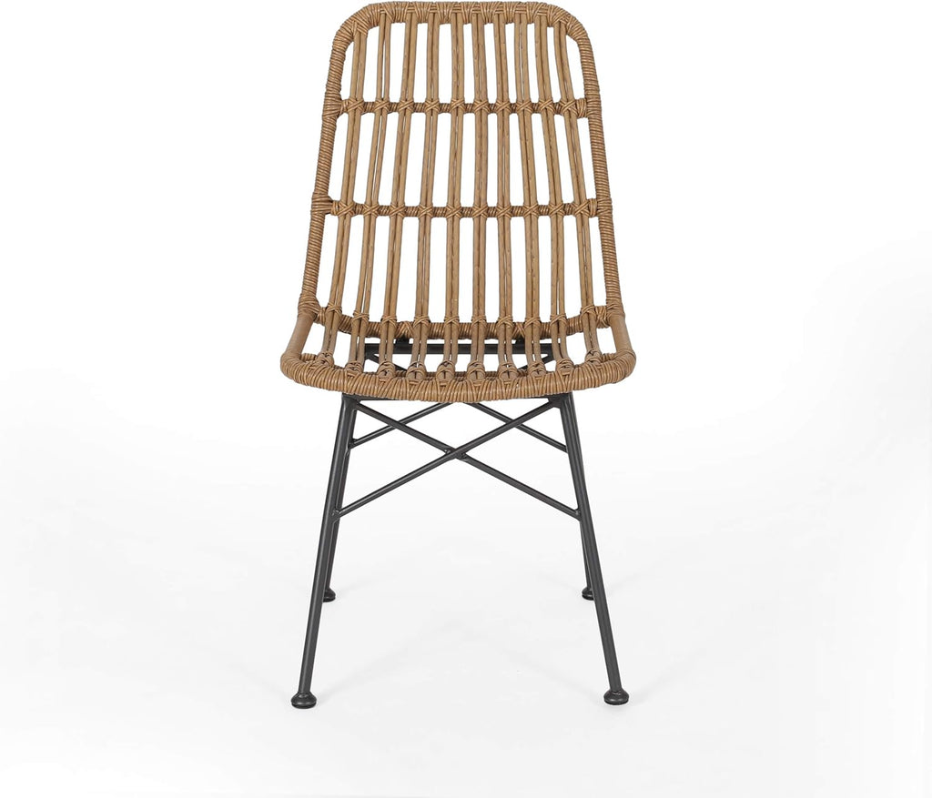 Merax Patio Dining Chairs Set of 2, Outdoor Rattan Dining Chairs for Garden, Poolside, Backyard, Balcony,Light Brown