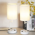 Dreamholder Table Lamp with 3 USB Charging Ports, Modern Desk Lamp with AC Outlet and Phone Stands, Perfect Bedside Lamp for Bedroom, Living Room, Office (Pack of 2), Cream