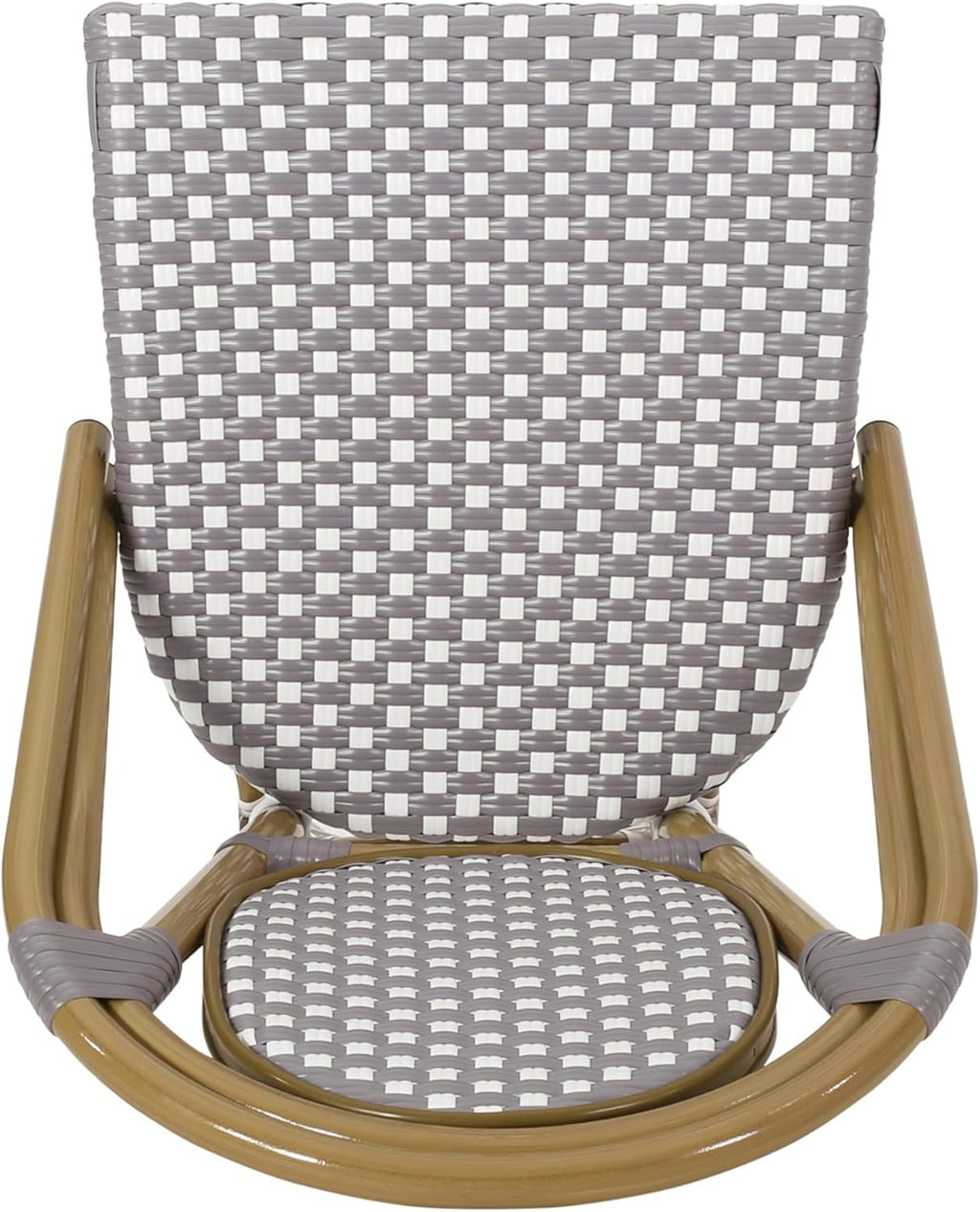 Merax French Bistro Outdoor Chairs Set of 2, Wicker Rattan Patio Dining Chairs with Aluminum Frame, Cafe Style Seating for Balcony, Patio, Gray