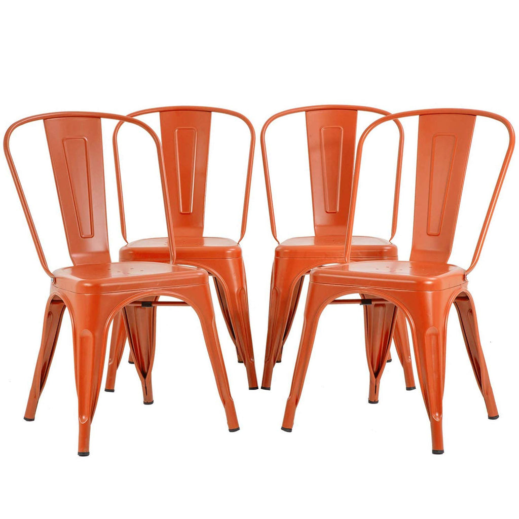 FDW Dining Chairs Set of 4 - Indoor/Outdoor, Metal, 18 Inch Seat Height, 330LBS Weight Capacity, Stackable, Restaurant & Bar Chairs