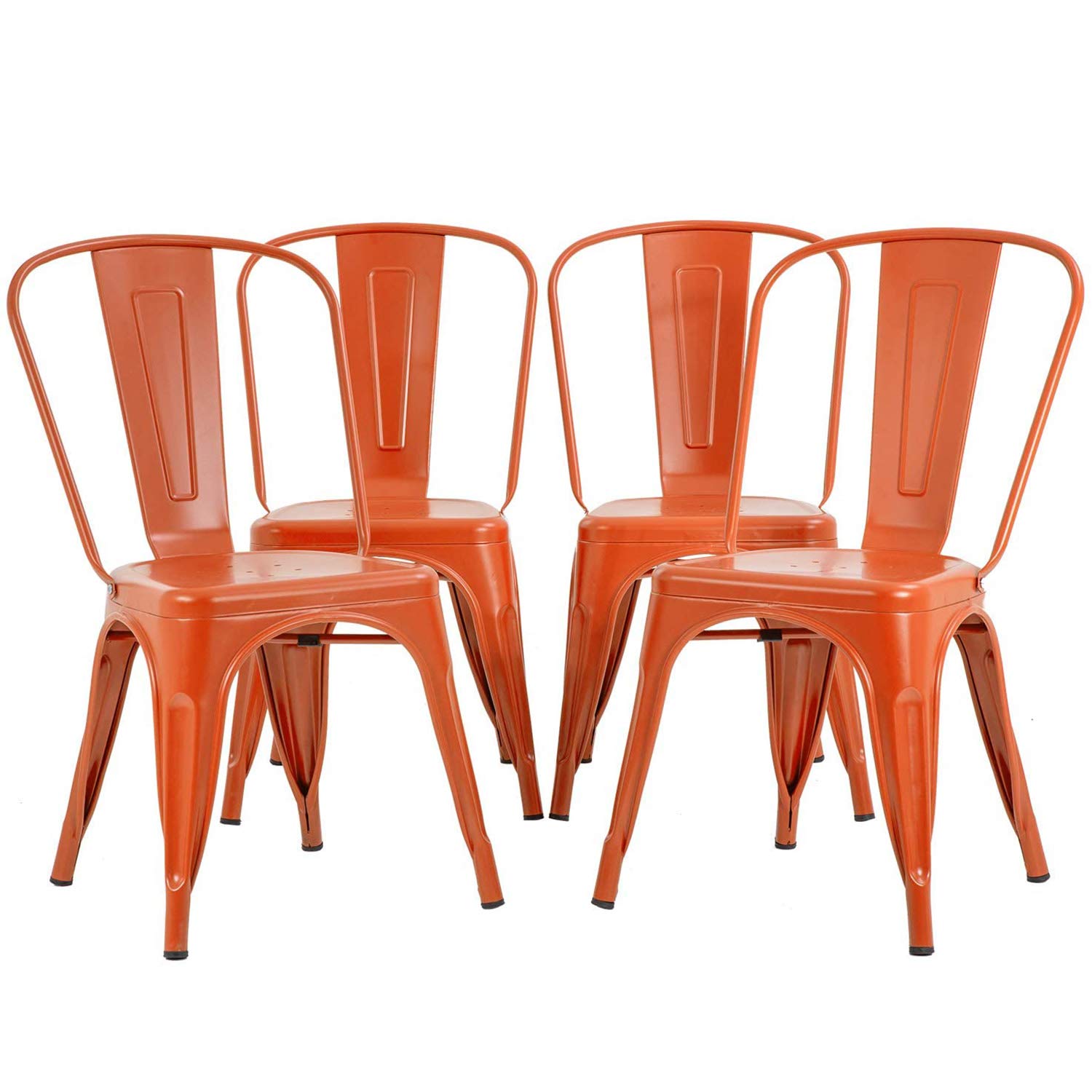 FDW Dining Chairs Set of 4 - Indoor/Outdoor, Metal, 18 Inch Seat Height, 330LBS Weight Capacity, Stackable, Restaurant & Bar Chairs