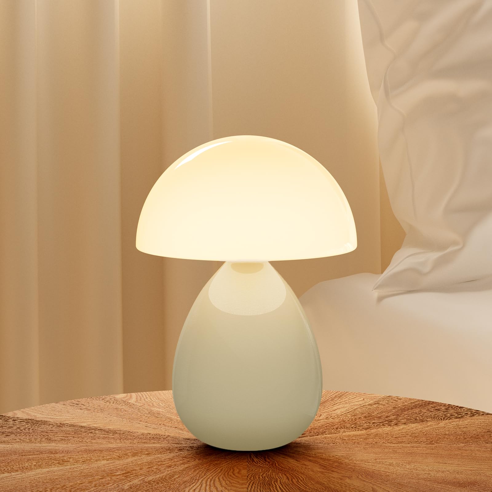 Orange Cute Mini Mid Century Mushroom Table Lamp for Bedroom & Living Room Decor
