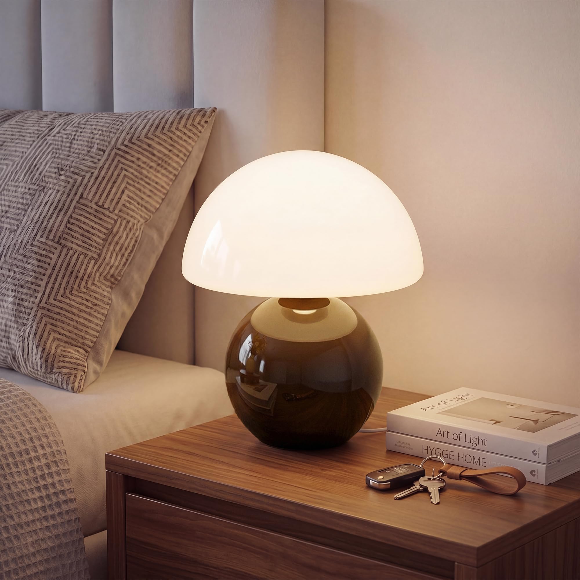 Orange Cute Mini Mid Century Mushroom Table Lamp for Bedroom & Living Room Decor