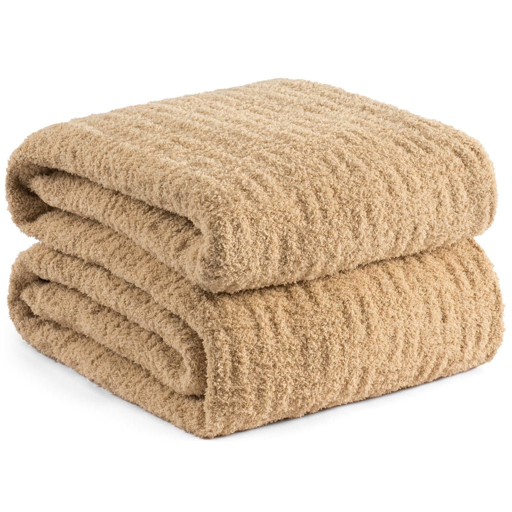 Chunky Knit Blanket Super Soft Cable Fluffy Microfiber Cozy Warm Winter Blankets for Couch Sofa Bed Twin Size 60"X80" Olive Green