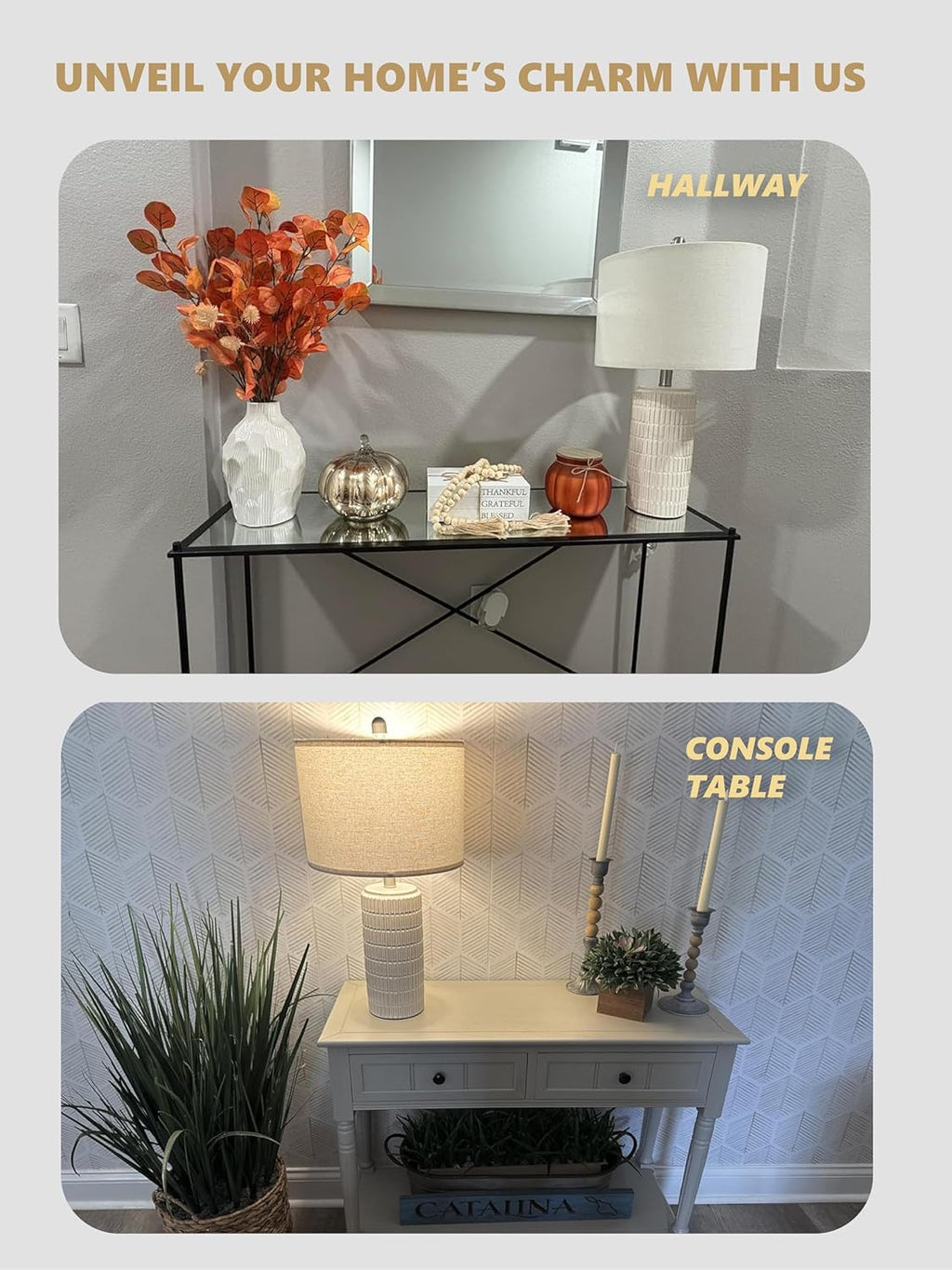 PoKat 23'' Bedside Table Lamp for Bedroom Nightstands, Birthday Gifts for Women Mom, House Warming Gifts New Home Decor, Ceramic Desk Lamp for Living Room, White Modern Bedroom Lamp
