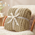 Amélie Home Chunky Knit Throw Blanket for Couch, Soft Chenille Handmade Crochet Throw Rope Knit Blanket for Bed, 40"x50", Ivory